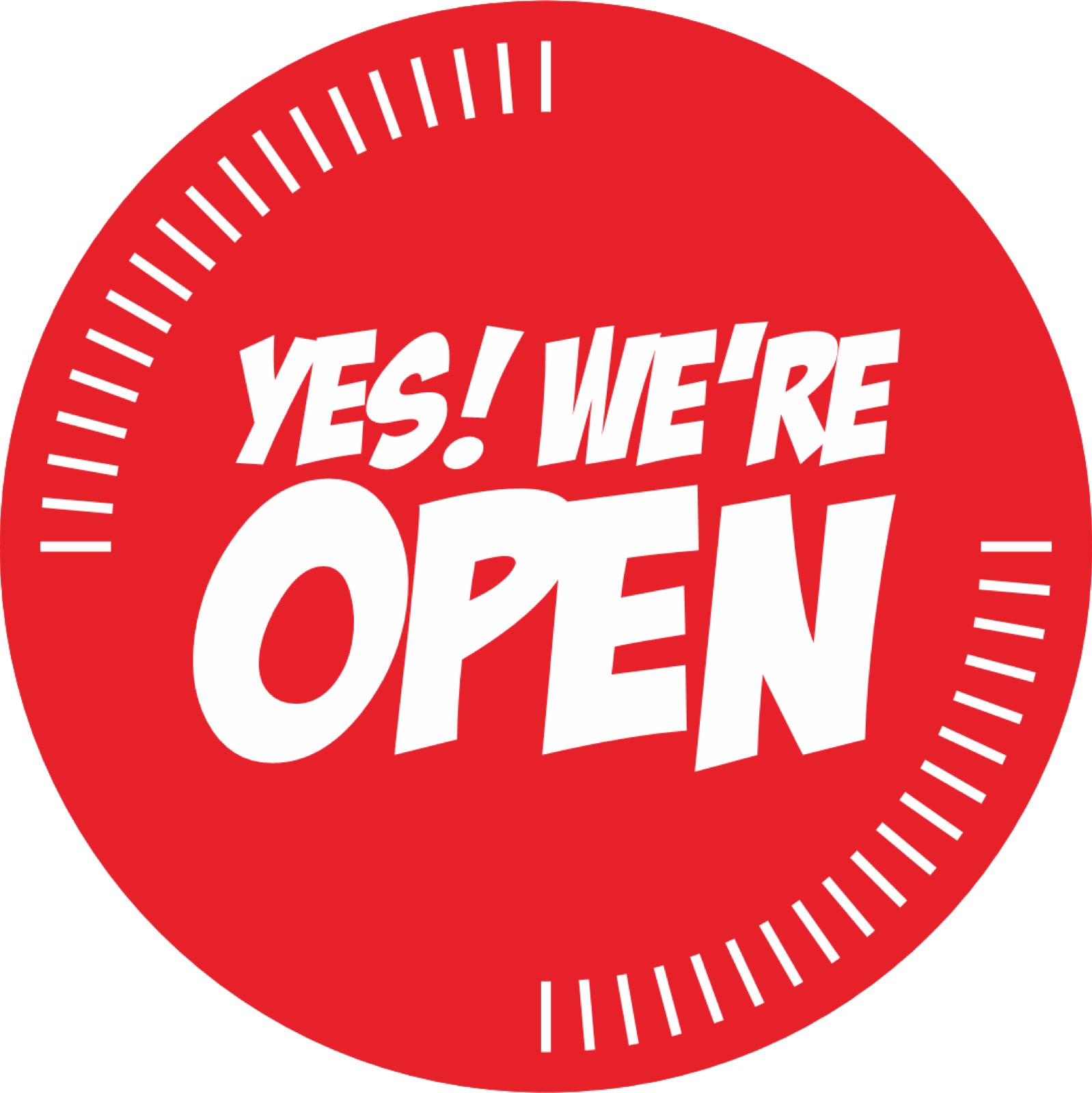 Yes Were Open logo gobo projection — real Business & Branding install | Infinity Projectors