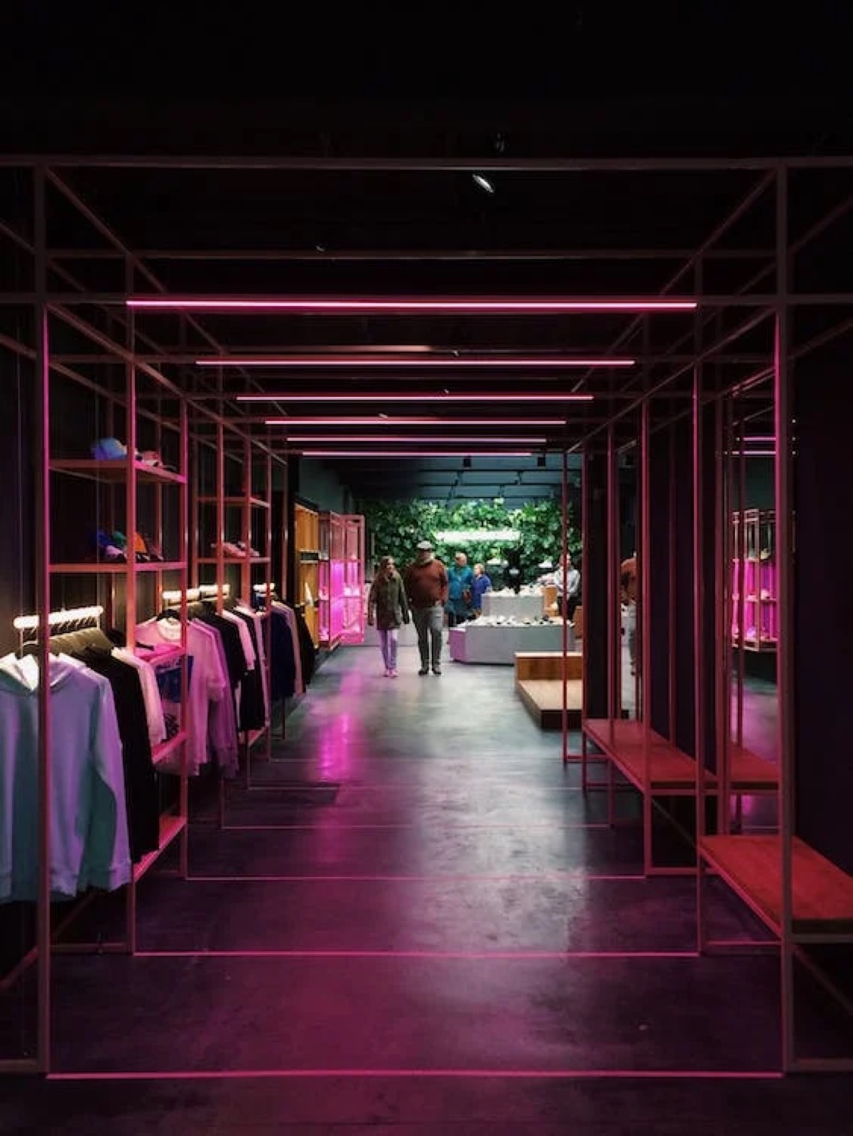 Retail clothing store interior — an example venue for custom gobo logo projection | Infinity Projectors