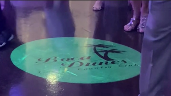 real photo of floor logo projection