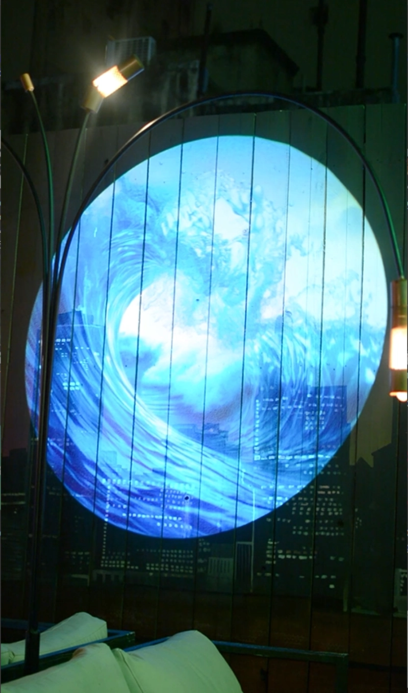 real photo of circular wave design install
