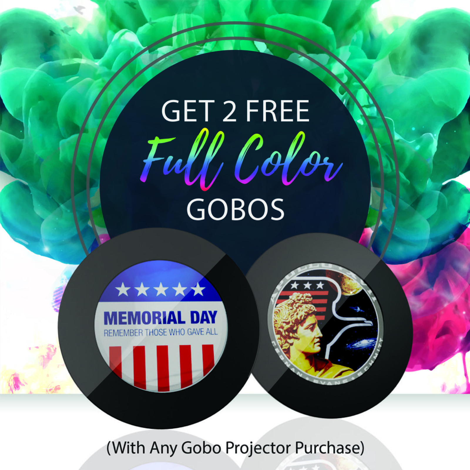 Flyer logo gobo projection — real Business & Branding install | Infinity Projectors