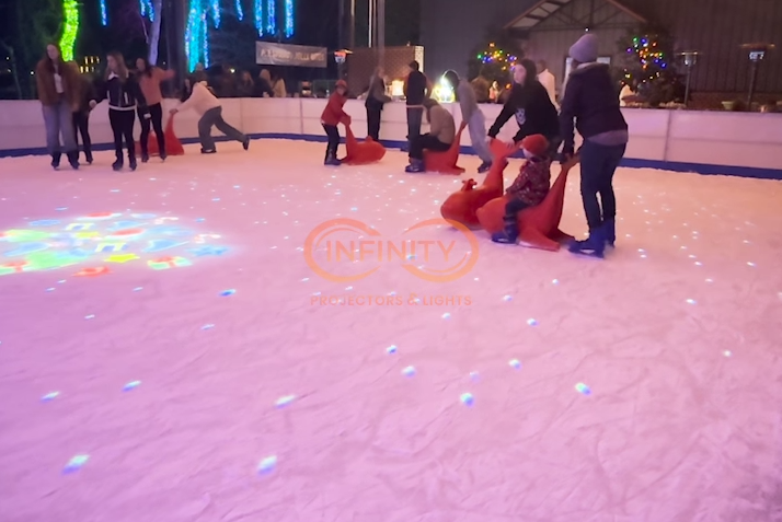 real photo of ice rink pattern projection