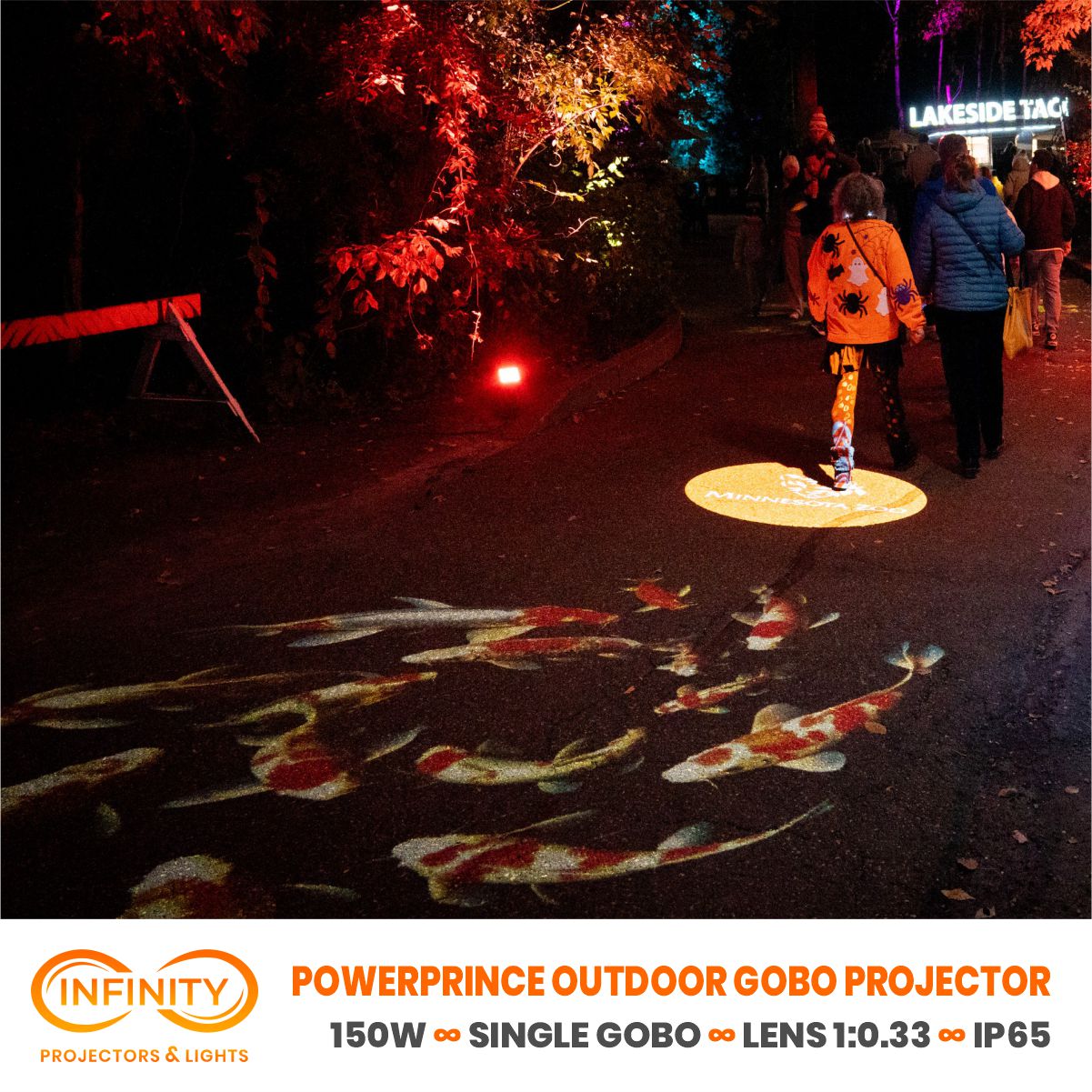 real photo of outdoor path gobo projection