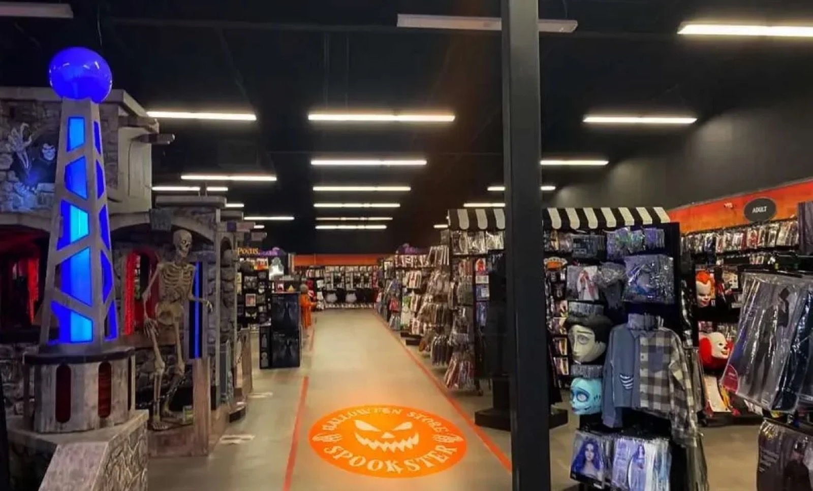 Real Halloween Store Blog logo gobo projection — real Retail & Storefronts install | Infinity Projectors — Infinity Projectors