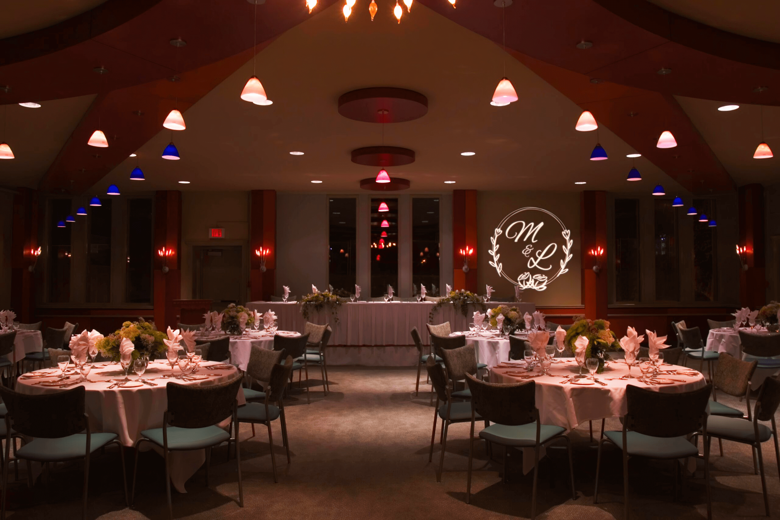 real photo of banquet hall monogram