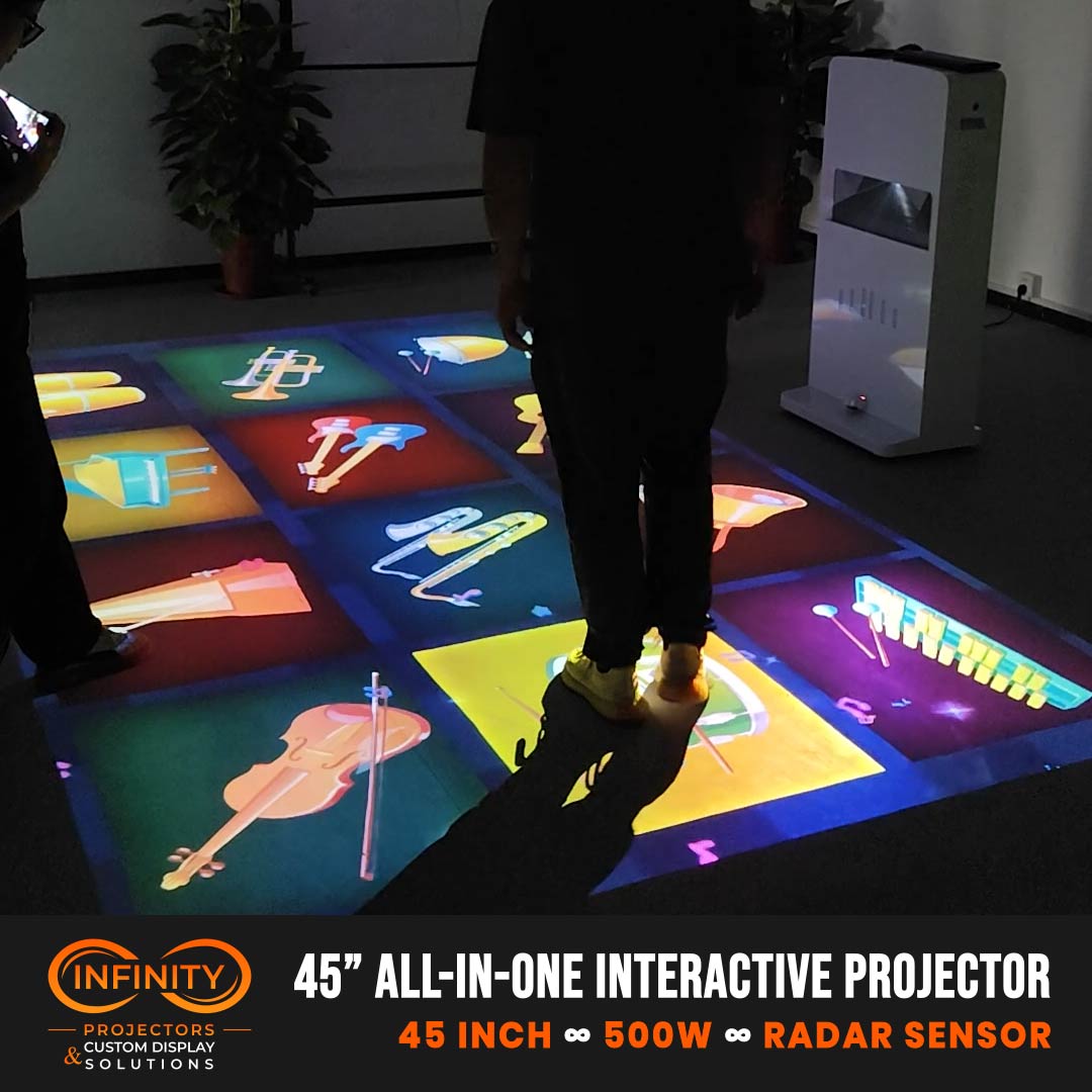 real photo of interactive floor projector