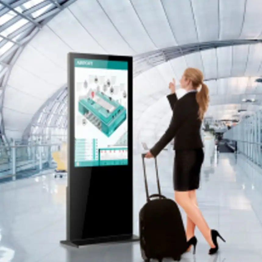 Interactive Floorstanding Touchscreen Kiosks — Real estate logo gobo projection for property branding — a custom gobo projection example — Infinity Projectors