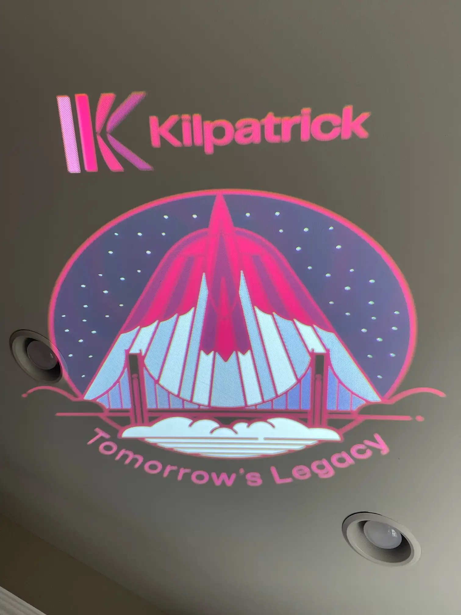 real photo of logo projected on surface