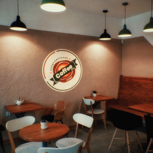indoor projector - cafe