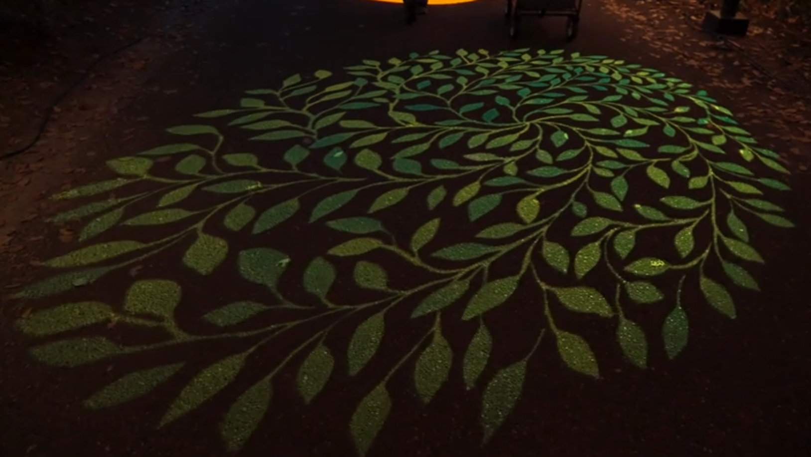 real leaf-pattern projection on ground