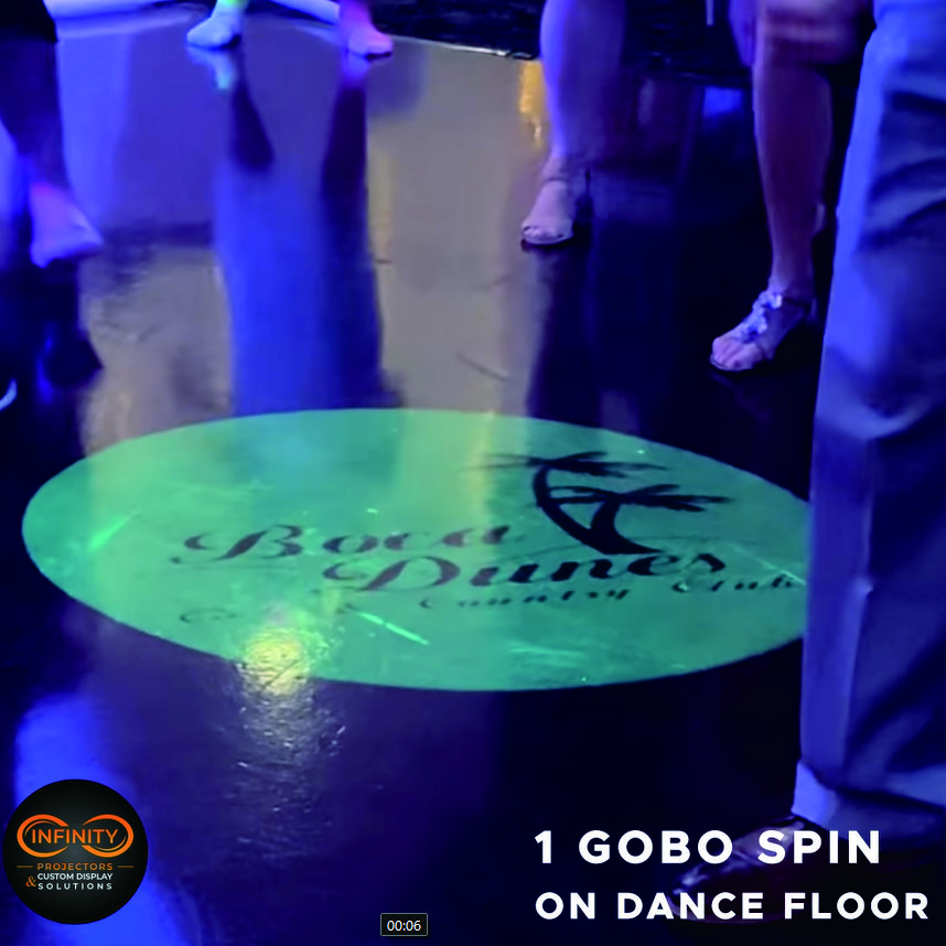 real dance floor photo, legs visible — Infinity Projectors