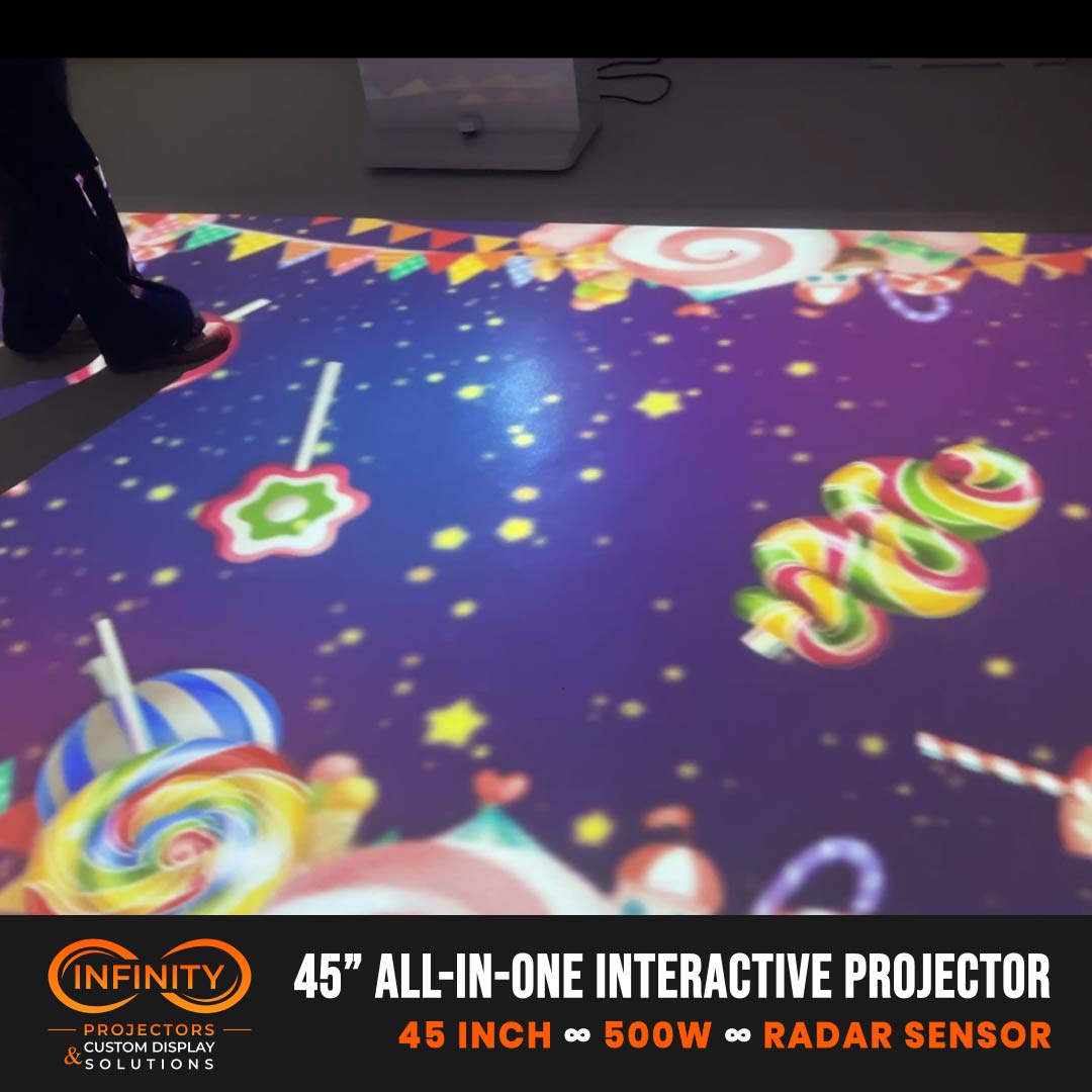 real interactive floor photo, foot visible