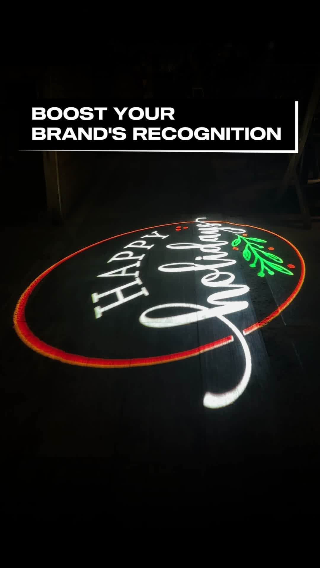 Happyholidays2 logo gobo projection — real Events & Festivals install | Infinity Projectors — Infinity Projectors