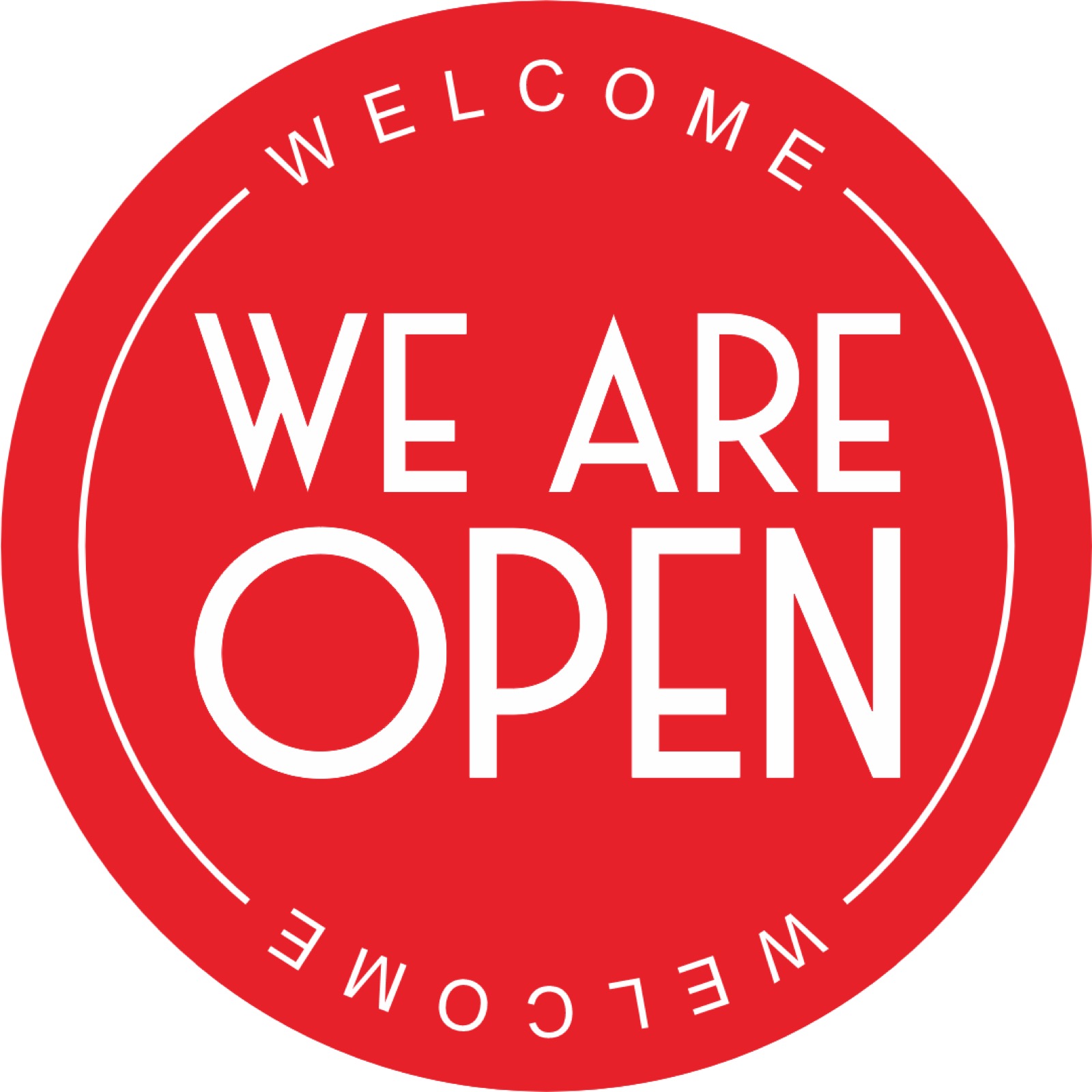 We Are Open logo gobo projection — real Business & Branding install | Infinity Projectors
