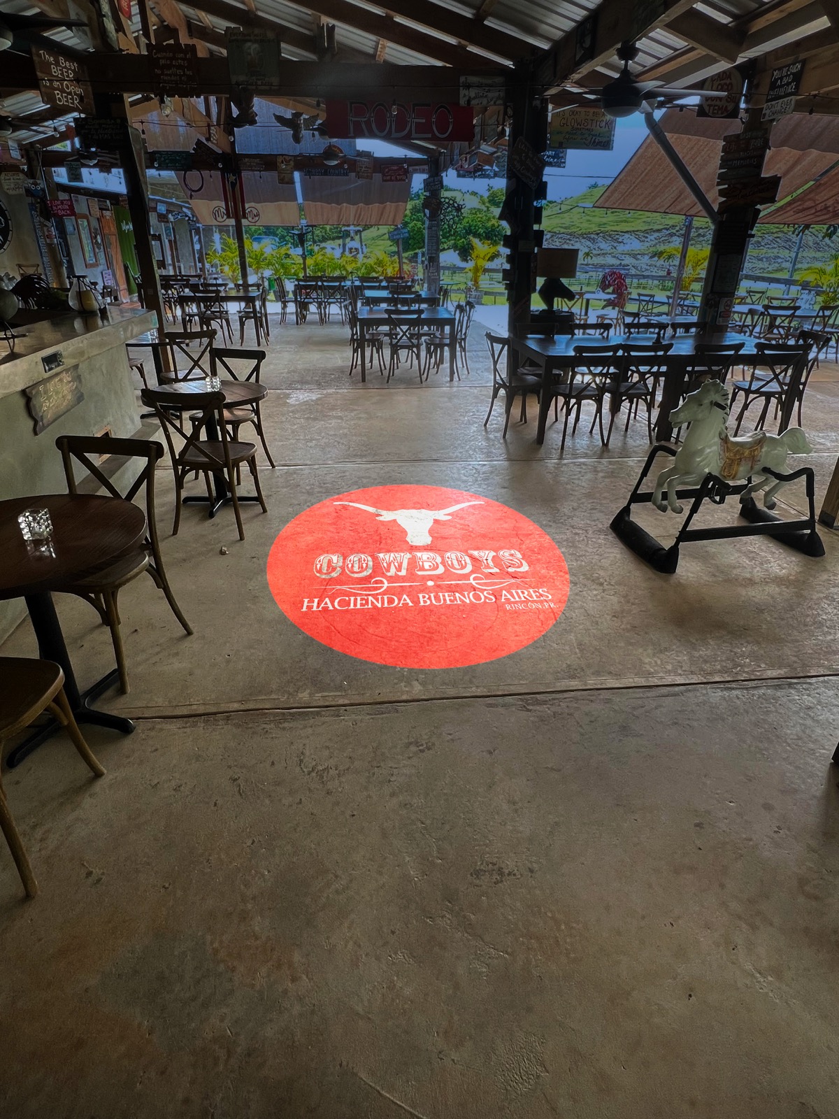 Mockup Logo Hacienda logo gobo projection — real Business & Branding install | Infinity Projectors