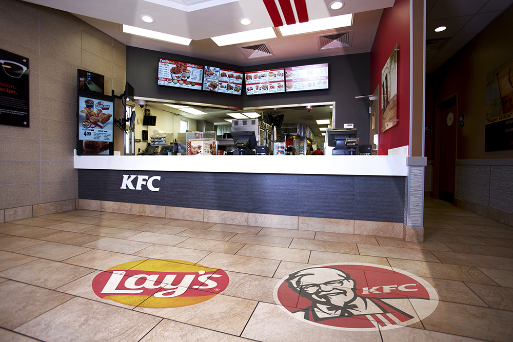 real restaurant counter floor projection photo