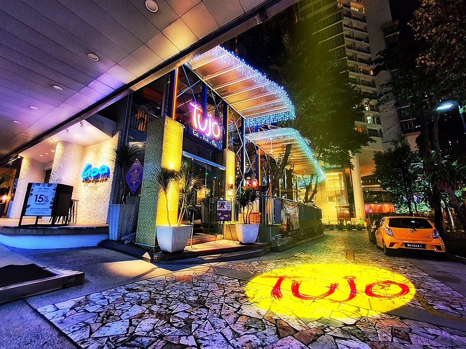 Hero Storefront Projection logo gobo projection — real Retail & Storefronts install | Infinity Projectors — Infinity Projectors