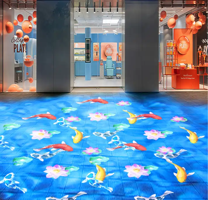 real retail interior photo with floor pattern — Infinity Projectors
