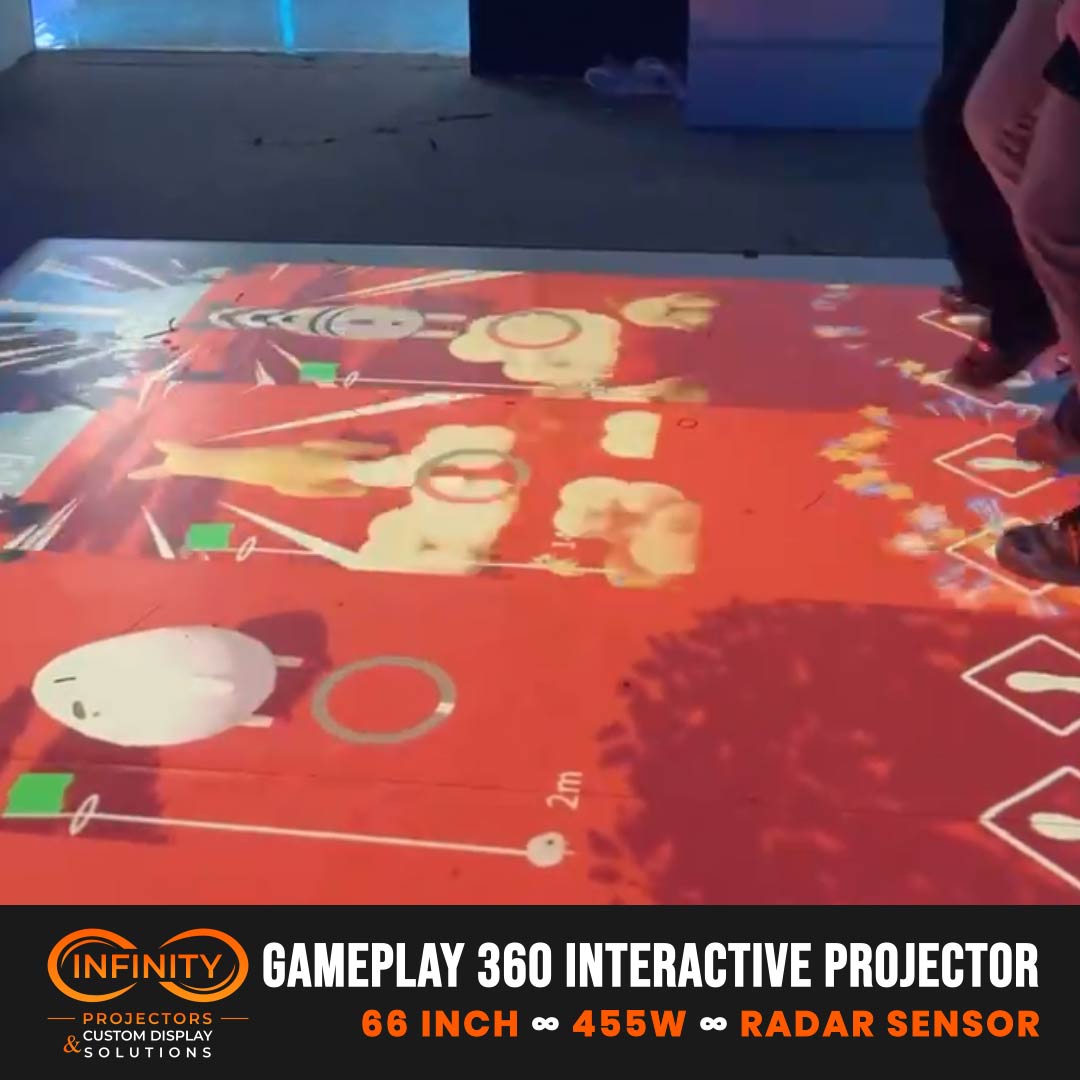 real photo of interactive floor game installation — Infinity Projectors