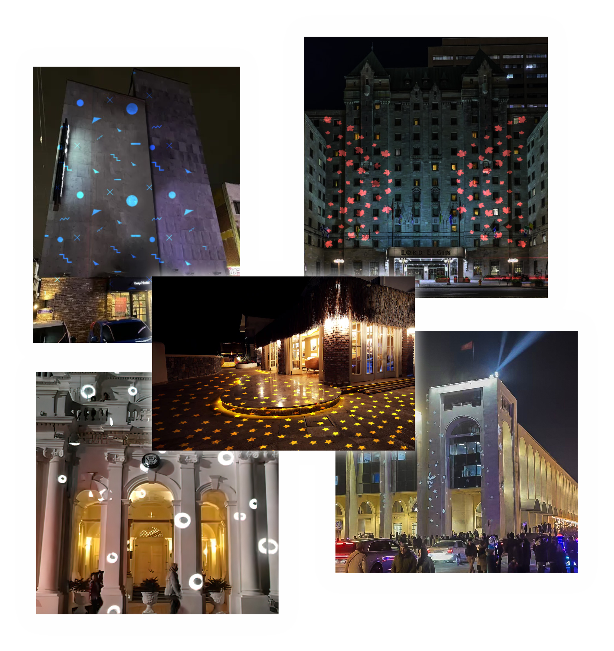 Custom business logo gobo projection — projected with a gobo logo projector