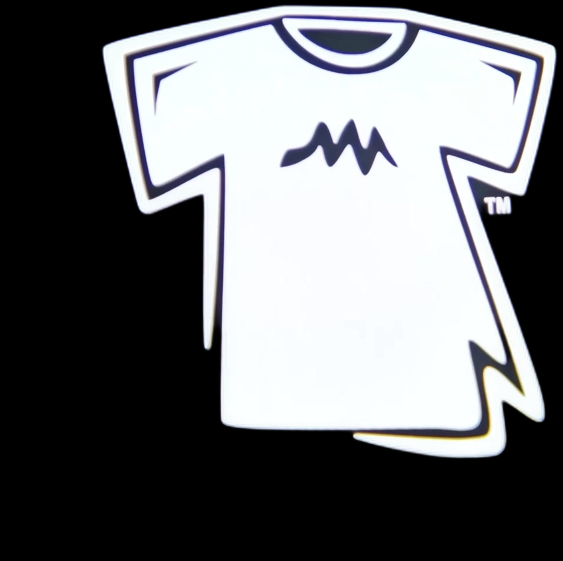 Video: crisp white t-shirt logo gobo beams onto a dark wall from a static gobo projector