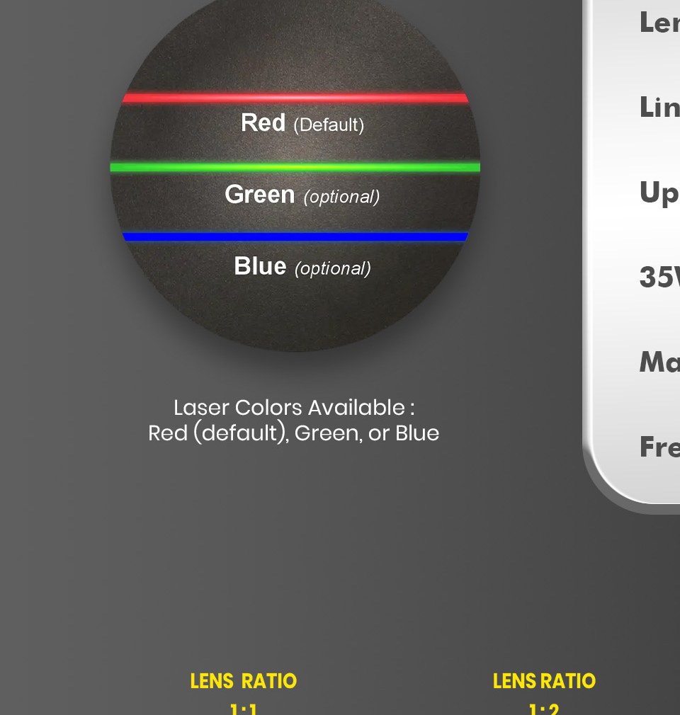 Laser Colors Available: Red (default), Green, or Blue — Infinity Projectors