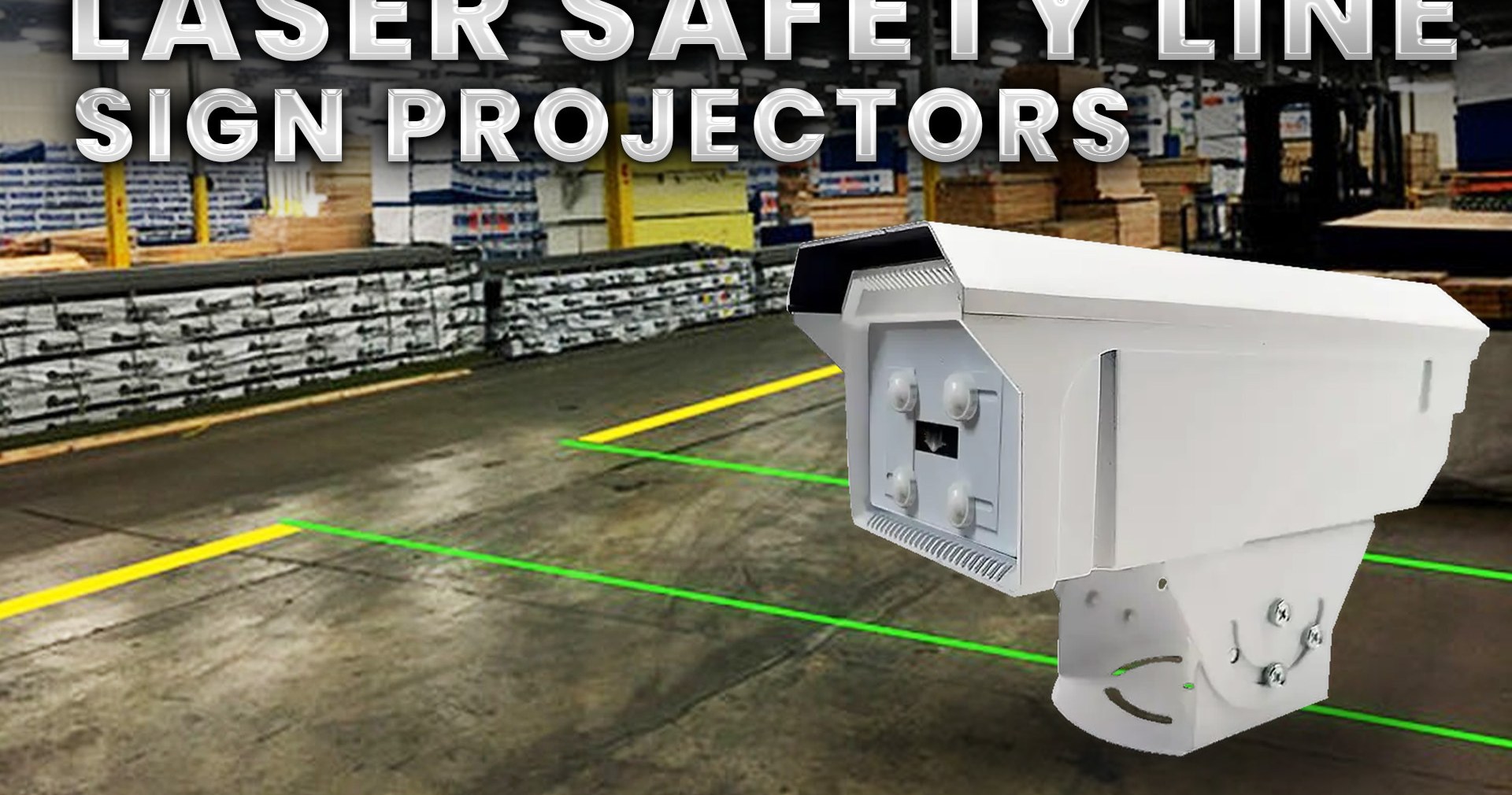 Laser Safety Line Sign Projectors in a warehouse setting — Infinity Projectors