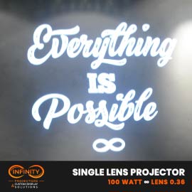 Video: white script quote Everything is Possible with infinity symbol on a dark wall