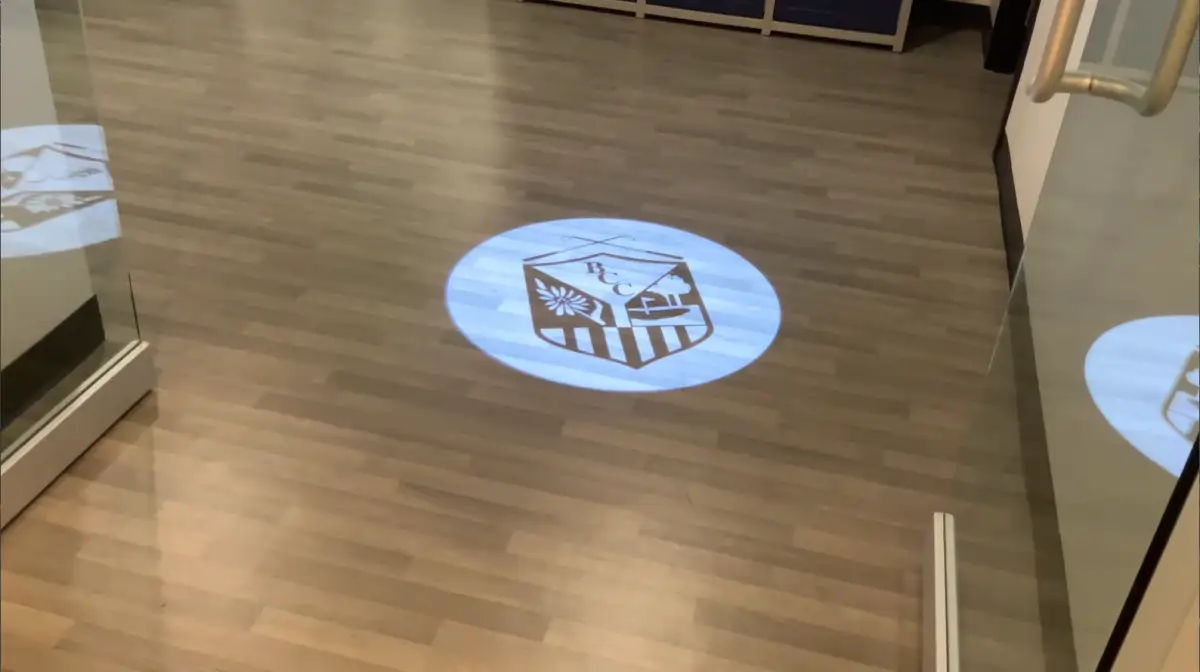 Infinity Stealth Embedded Lobo Projectors — Inspirational quote gobo projection design — a custom gobo projection example