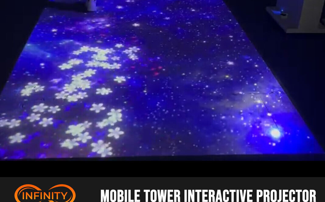 real photo of interactive floor with star/snowflake pattern — Infinity Projectors