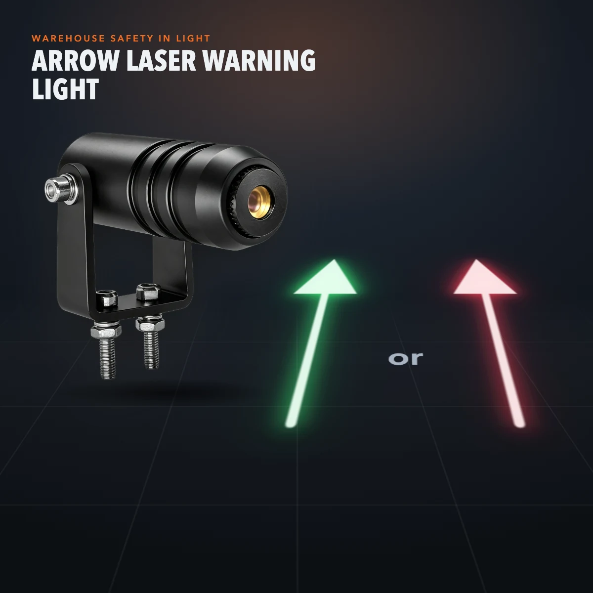 Studio render: the red or green arrow on the floor — Infinity Projectors