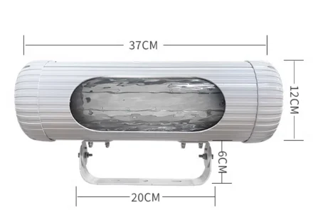 Aurora water wave projector in white: body 37 cm long and 12 cm high on a 20 cm U-bracket — Infinity Projectors