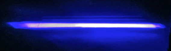 Straight blue LED zone line projected on the floor — Infinity Projectors