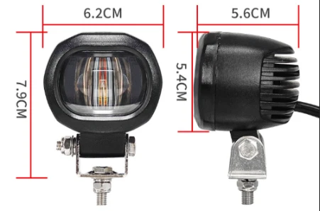 HD linear boundary light, front and side views: 6.2 cm wide, 7.9 cm tall with stud — Infinity Projectors