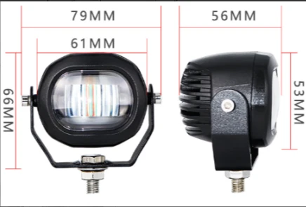 Standard linear boundary light, front and side views: 79 mm wide, 66 mm tall — Infinity Projectors