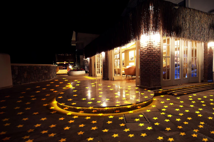 Custom business logo gobo projection — a custom gobo projection example