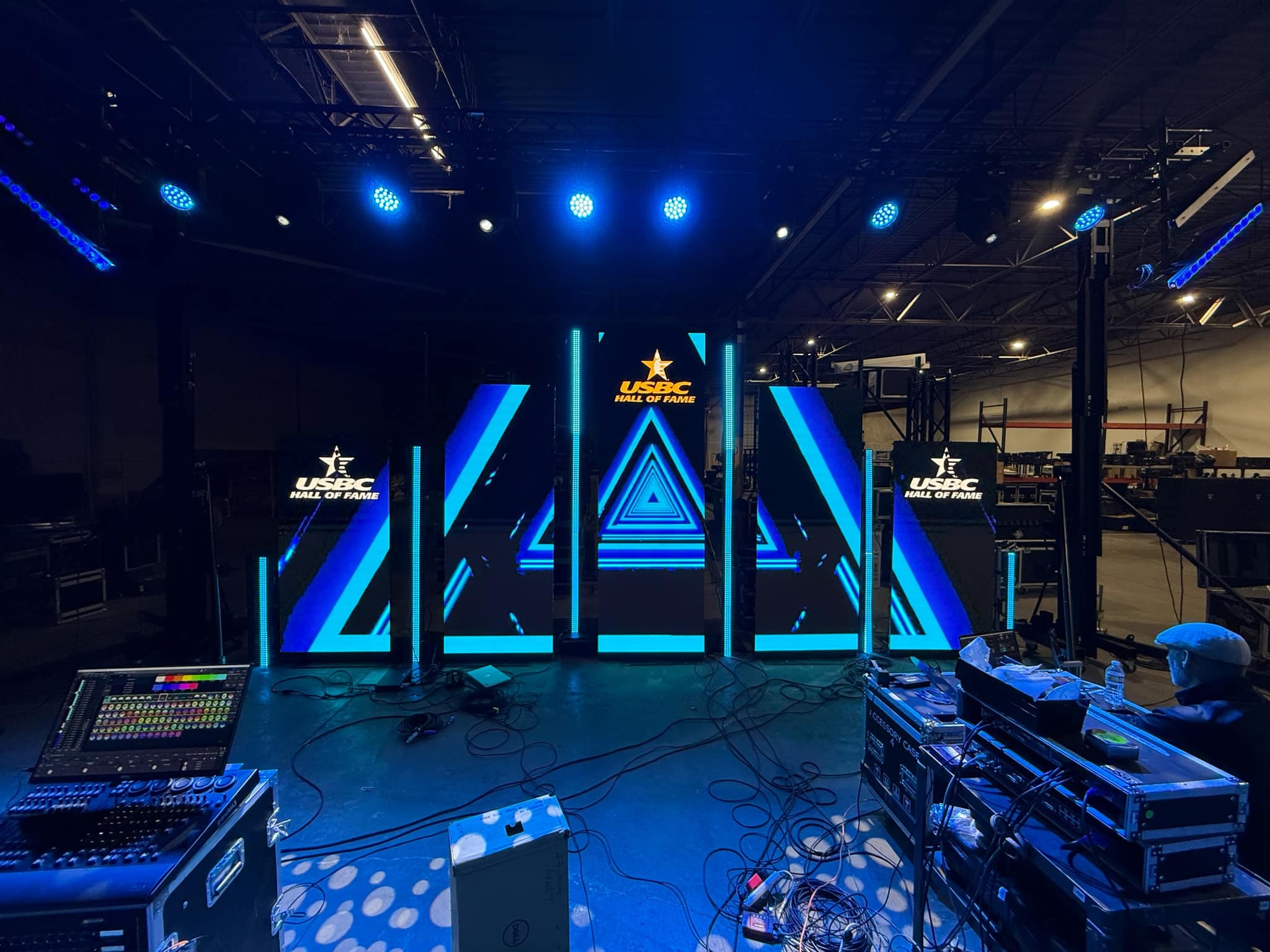 Infinite Soldier gobo projection design — cast in light by a custom gobo projector