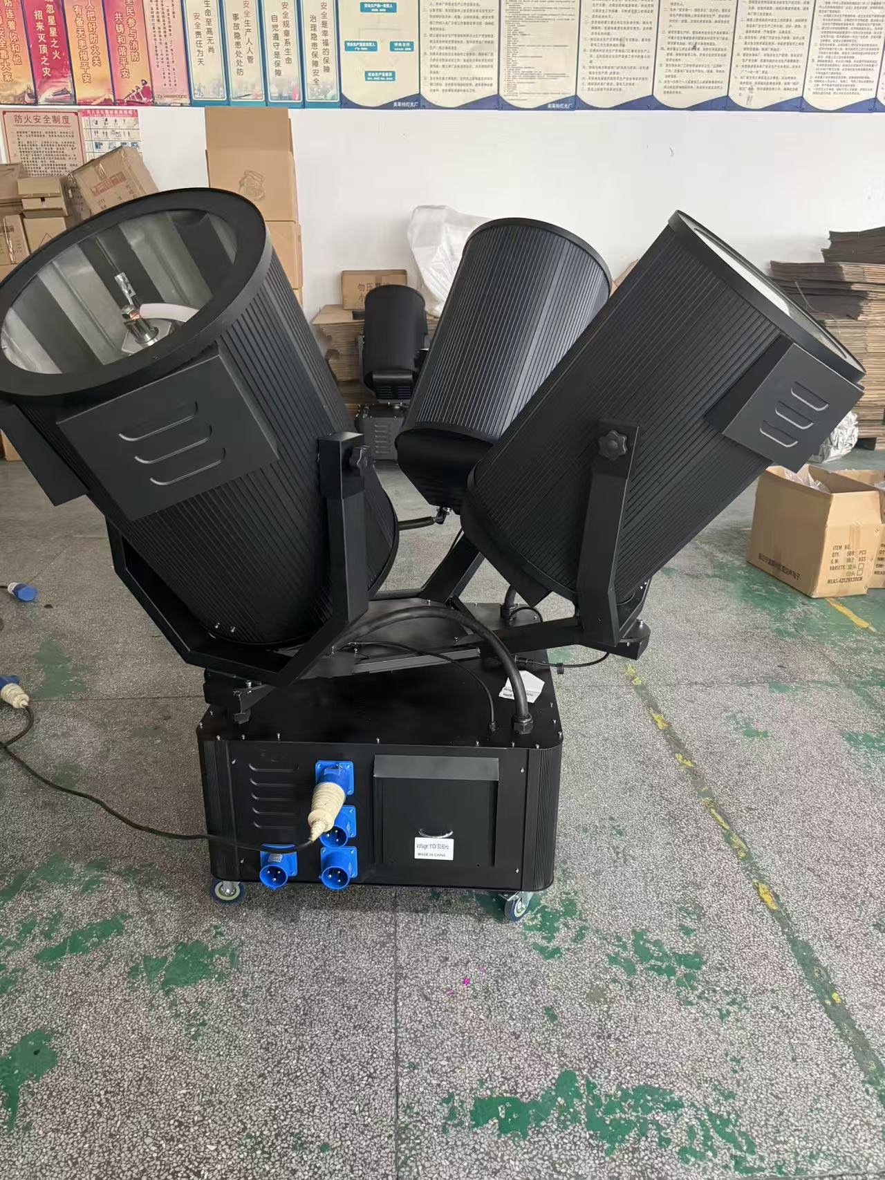 Quad Head 4X4Kw Searchlight Unit logo gobo projection — real Business & Branding install | Infinity Projectors — Infinity Projectors