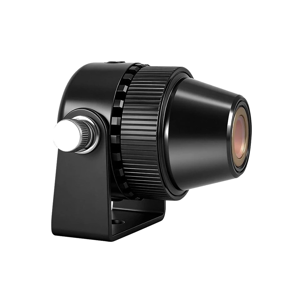 Infinity SafeGuide adjustable laser line projector, black aluminum barrel with knurled ring and red lens on an iron bracket — Infinity Projectors