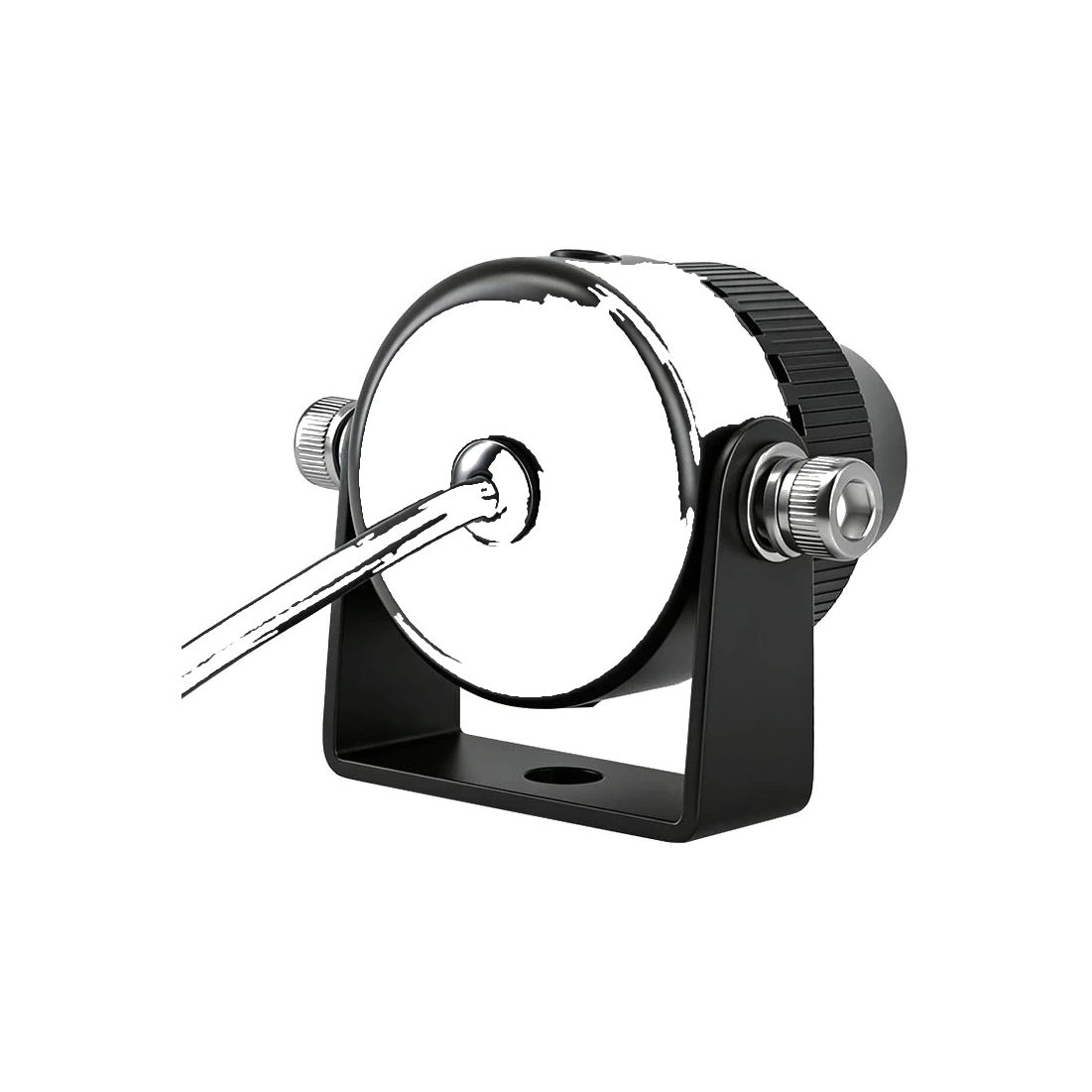 Rear view of the SafeGuide laser line projector showing the DC power cable exit — Infinity Projectors